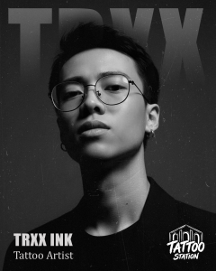 Trxx tattoo artist at Tattoo Station Hoi An, creator of the Vietnamese Tattoo Series and exclusive engraving tattoo designs inspired by Vietnamese culture.