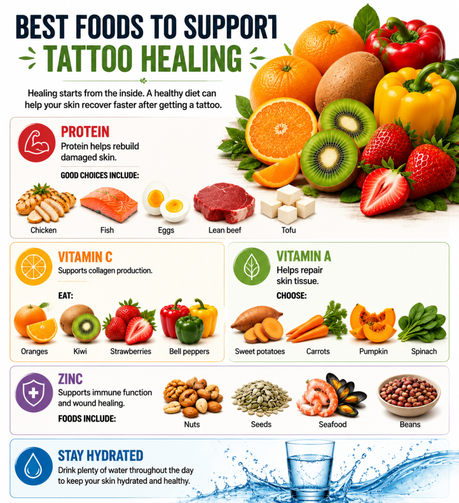 Best foods to support tattoo healing after getting tattooed at Tattoo Station Hoi An
