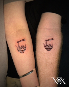 Vietnamese Tattoo featuring matching bowls of Vietnamese phở for couples.