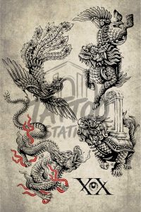 Vietnamese Tattoo Part 2 Four Sacred Creatures custom tattoo collection by Tattoo Station Hoi An