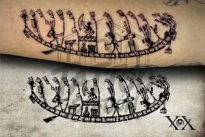 Vietnamese Tattoo Part 3 custom Đông Sơn ceremonial boat tattoo inspired by ancient Vietnamese bronze drum engravings