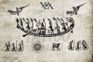 Vietnamese Tattoo Part 3 ancient Dong Son tattoo design collection featuring warriors, sacred birds, ceremonial boats and bronze drum symbols
